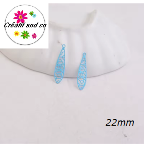 Breloque estampe tige turquoise 22mm