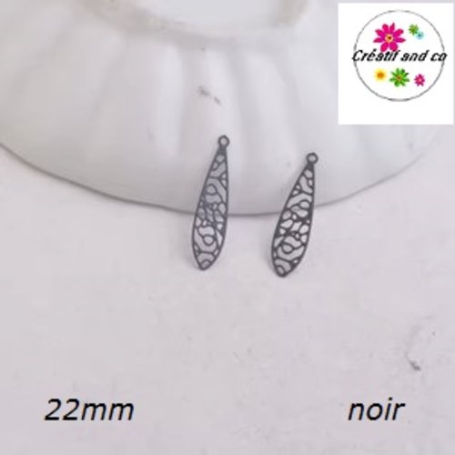 Breloque estampe tige noire 22mm