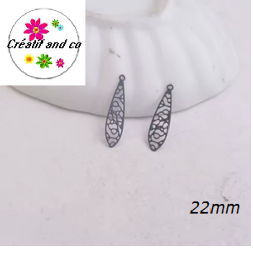 Breloque estampe tige noire 22mm