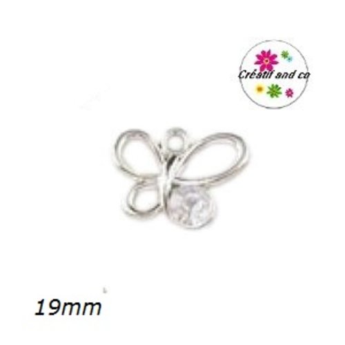 Breloque papillon acrylique et strass crystal