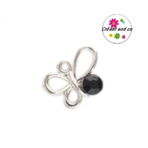 Papillon acrylique et strass noir