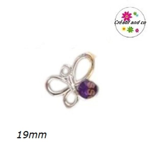 Breloque papillon acrylique et strass violet
