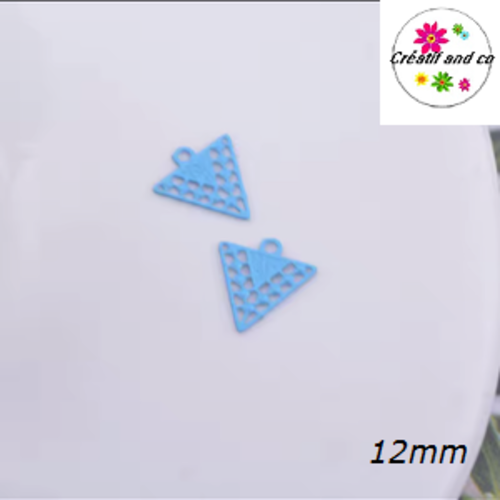 Breloque estampe petit triangle turquoise 12mm