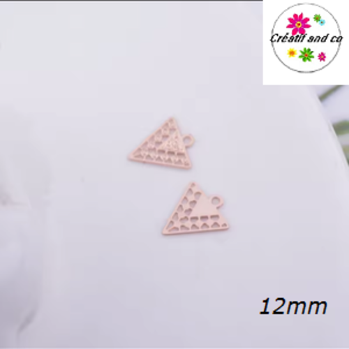 Breloque estampe petit triangle rose gold 12mm