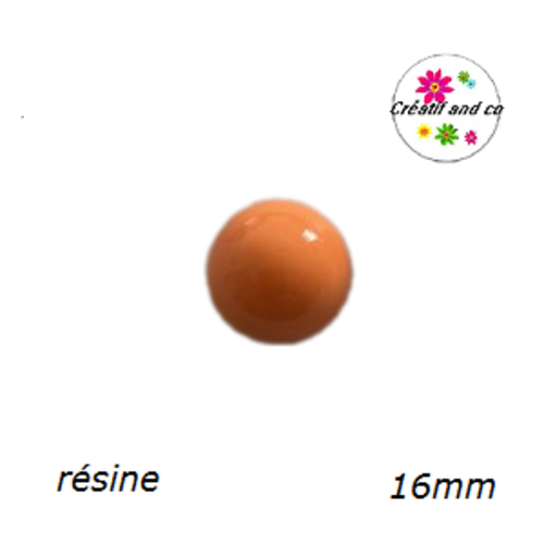 X2 cabochons oranges résine 16mm