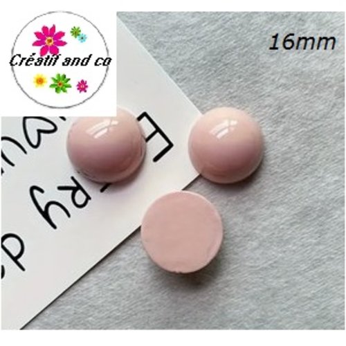 X2 cabochons roses résine 16mm