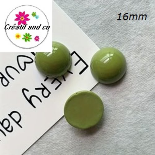 X2 cabochons kakis résine 16mm