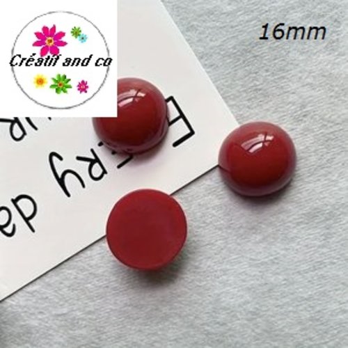 X2 cabochons rouges-bordeaux résine 16mm