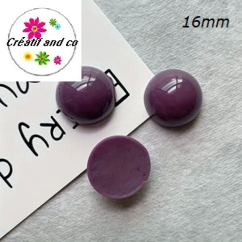 X2 cabochons mauves résine 16mm