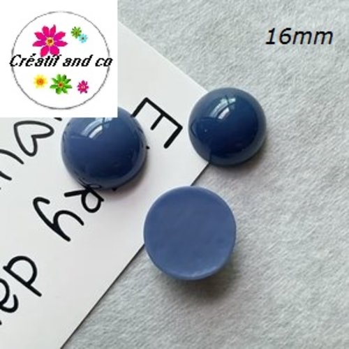 X2 cabochons bleus résine 16mm