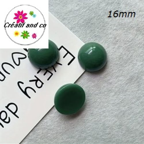 X2 cabochons verts résine 16mm