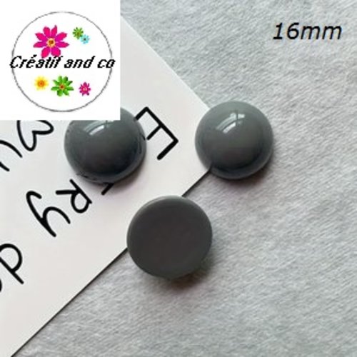 X2 cabochons gris résine 16mm