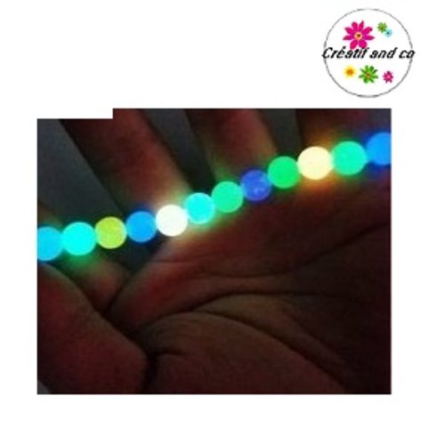 X20 perles rondes acryliques mix couleur lumineuses la nuit  6mm