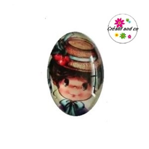 X2 cabochons ovales petite fille 18x25mm