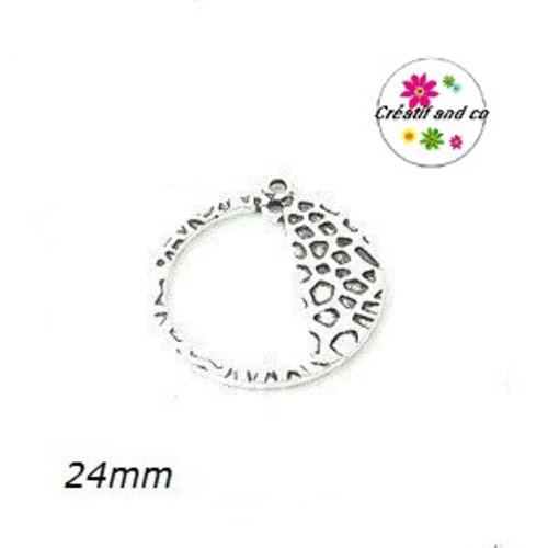 Breloque cercle argent vieilli 24mm
