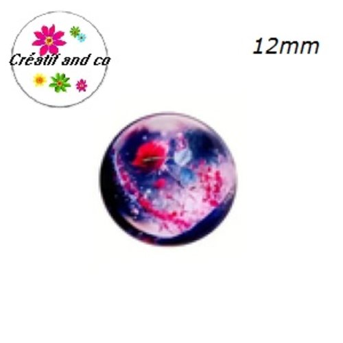 X2 cabochons amour, couché de soleil, fleur 12mm