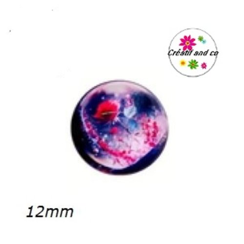 X2 cabochons amour, couché de soleil, fleur 12mm