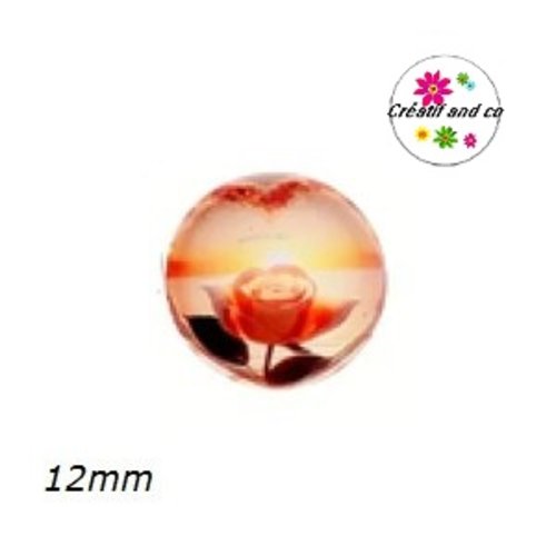 X2 cabochons amour, couché de soleil, fleur 12mm