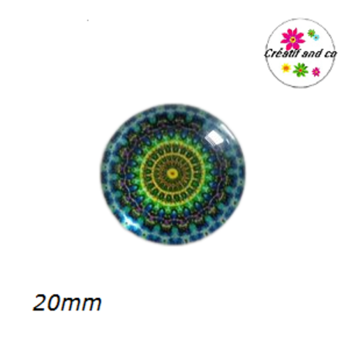 Cabochon motif fleur de datura 20mm