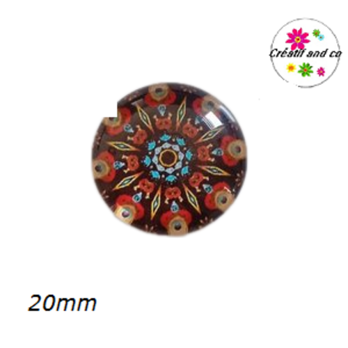 Cabochon motif fleur de datura 20mm
