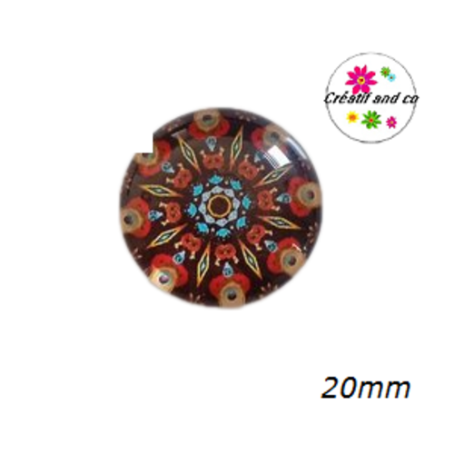 Cabochon motif fleur de datura 20mm