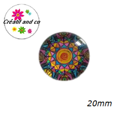 Cabochon motif fleur de datura 20mm