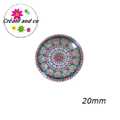 Cabochon motif fleur de datura 20mm