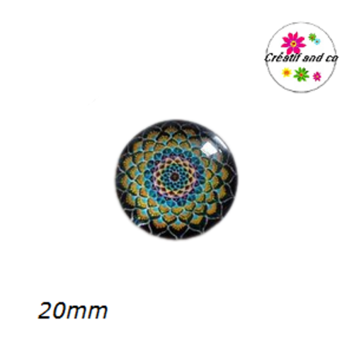 Cabochon motif fleur de datura 20mm
