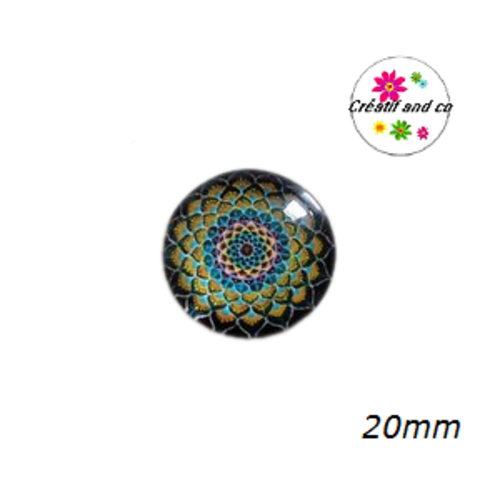 Cabochon motif fleur de datura 20mm