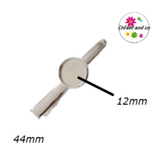 Pince cheveu à bec de canard argentée pour cabochon 12mm