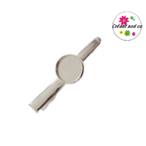 Pince cheveu à bec de canard argentée pour cabochon 12mm