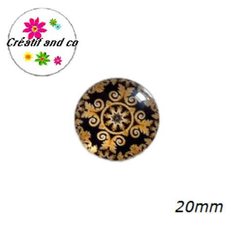 Cabochon motif fleur de datura 20mm