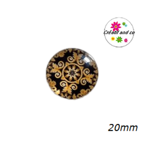 Cabochon motif fleur de datura 20mm