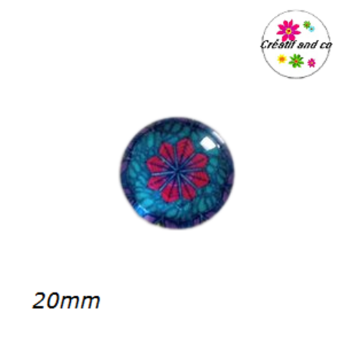 Cabochon motif fleur de datura 20mm