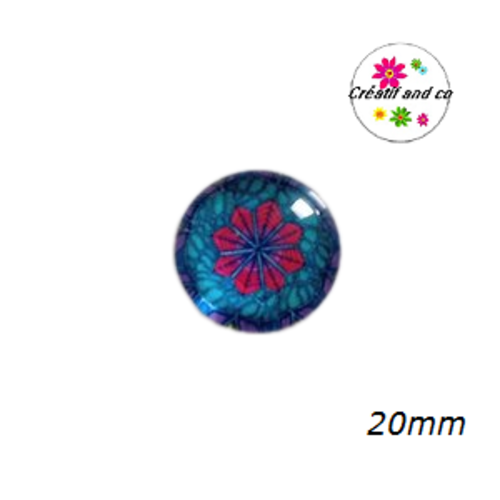 Cabochon motif fleur de datura 20mm