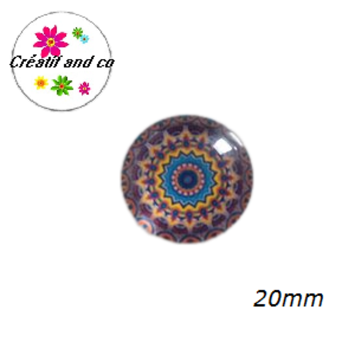 Cabochon motif fleur de datura 20mm