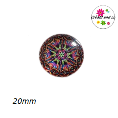 Cabochon motif fleur de datura 20mm
