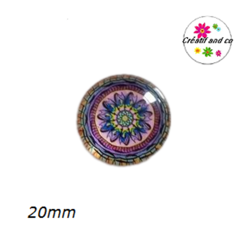 Cabochon motif fleur de datura 20mm