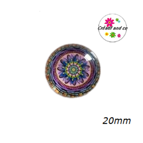 Cabochon motif fleur de datura 20mm