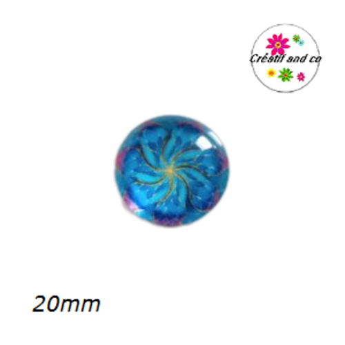 Cabochon motif fleur de datura 20mm