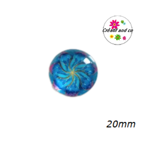 Cabochon motif fleur de datura 20mm