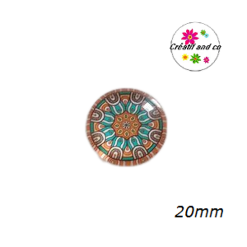 Cabochon motif fleur de datura 20mm