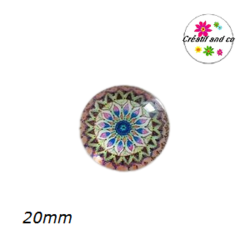Cabochon motif fleur de datura 20mm