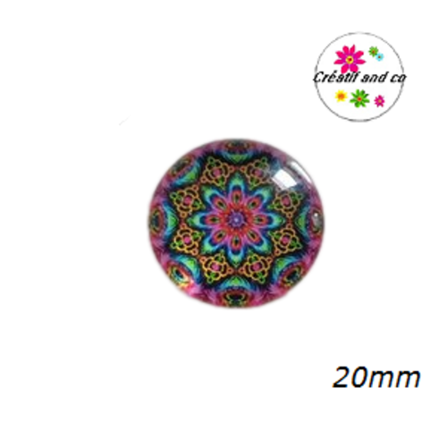 Cabochon motif fleur de datura 20mm
