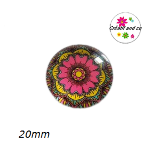 Cabochon motif fleur de datura 20mm