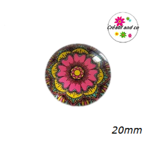 Cabochon motif fleur de datura 20mm