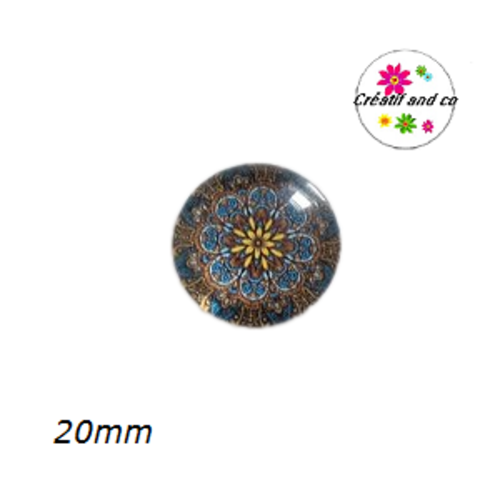 Cabochon motif fleur de datura 20mm