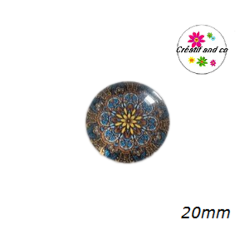 Cabochon motif fleur de datura 20mm