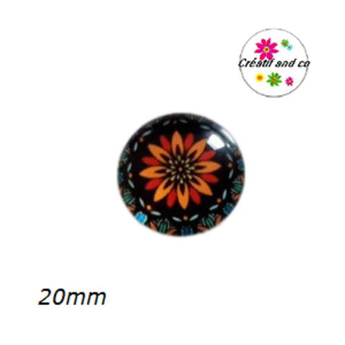 Cabochon motif fleur de datura 20mm