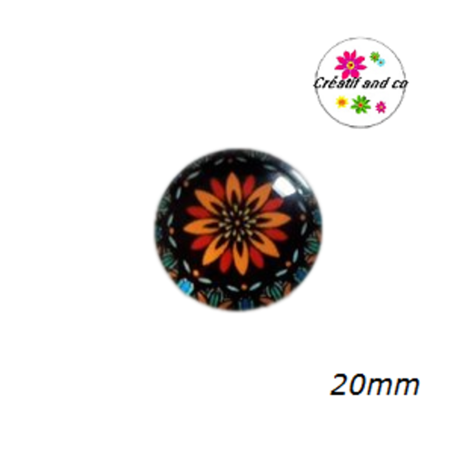 Cabochon motif fleur de datura 20mm